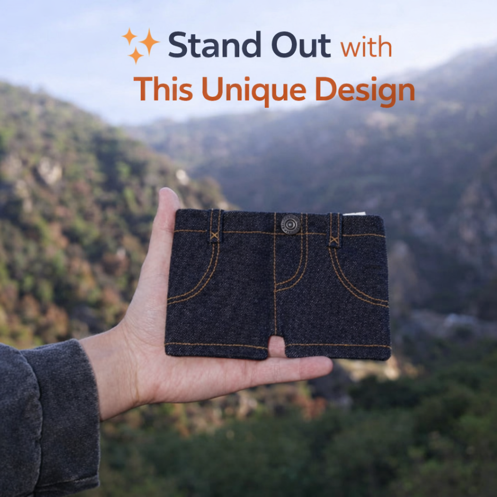 Mini Denim Wallet – Compact, Stylish & Durable | Best For Gift