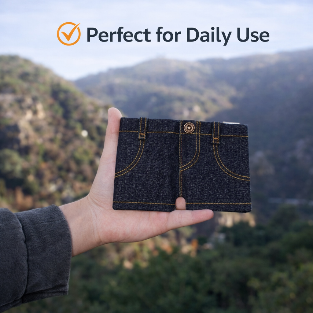 Mini Denim Wallet – Compact, Stylish & Durable | Best For Gift
